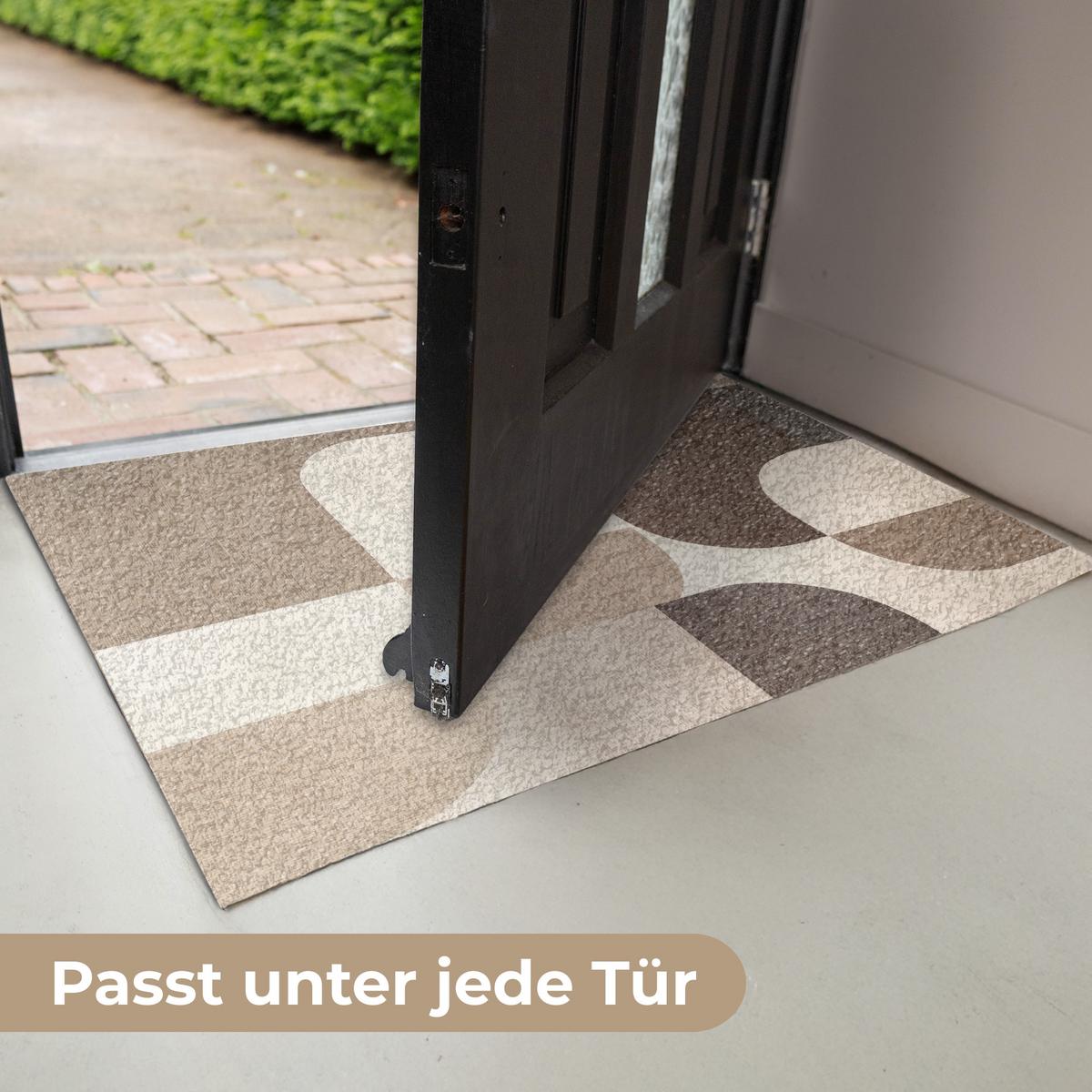 FUSSMATTE Geometrisch - Gewebte Struktur - Modern Fußabtreter 90x60 cm - Beige, Kunststoff (90/0.4cm) - MuchoWow