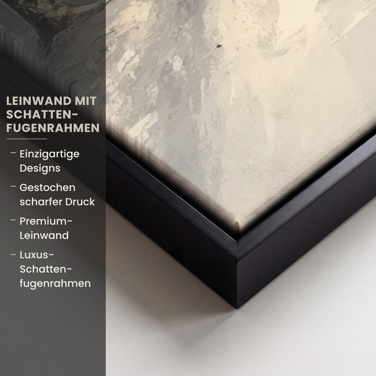 LEINWAND Bilder mit Rahmen - Winter - Abstrakt - Schnee - Natur - Sonne - 50x70 - Grau, Textil (50/70cm) - MuchoWow