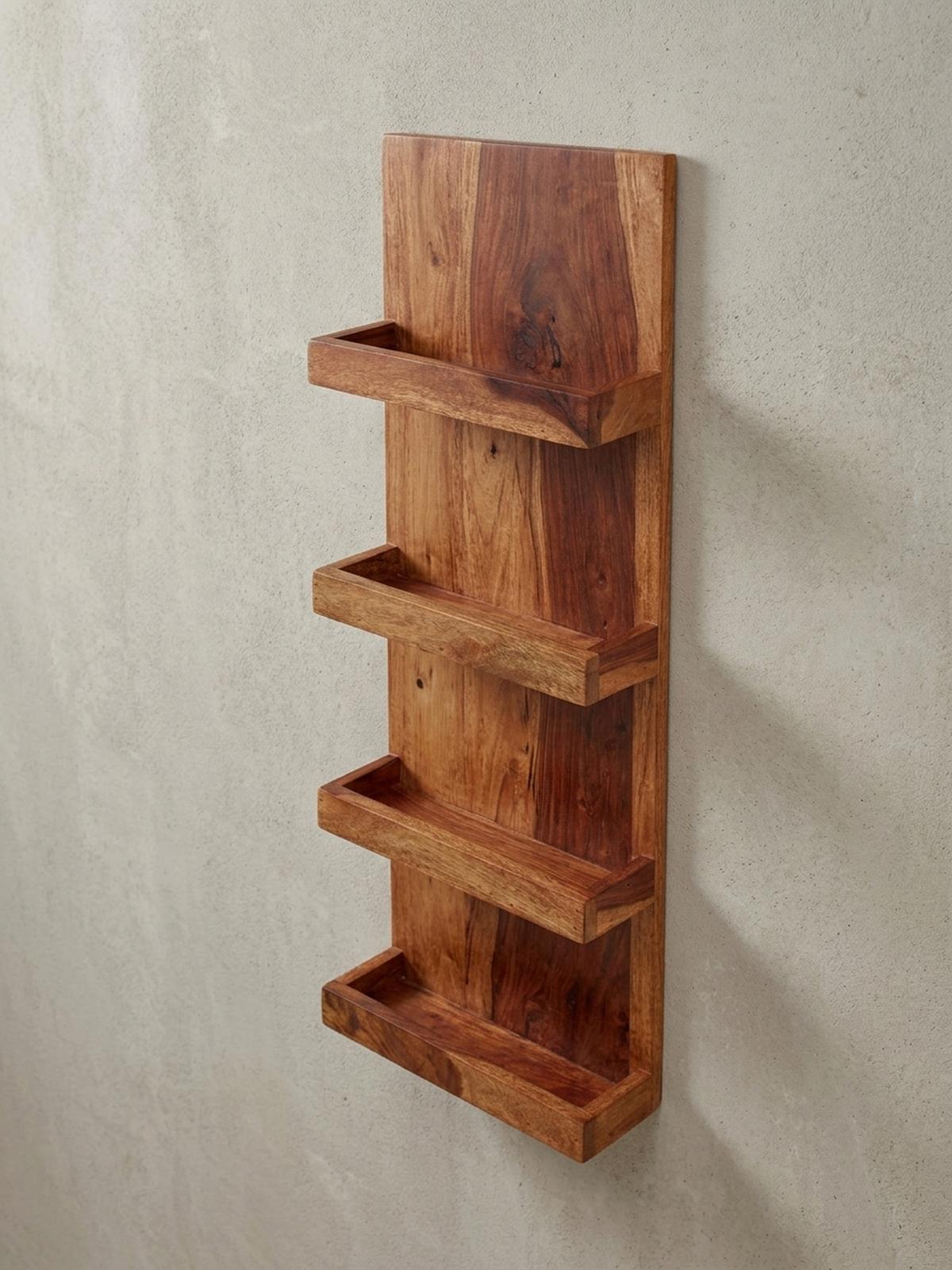 WANDREGAL Massivholz Nachhaltig Handgefertigt - Braun, Holz (30/80/10cm) - KADIMA DESIGN