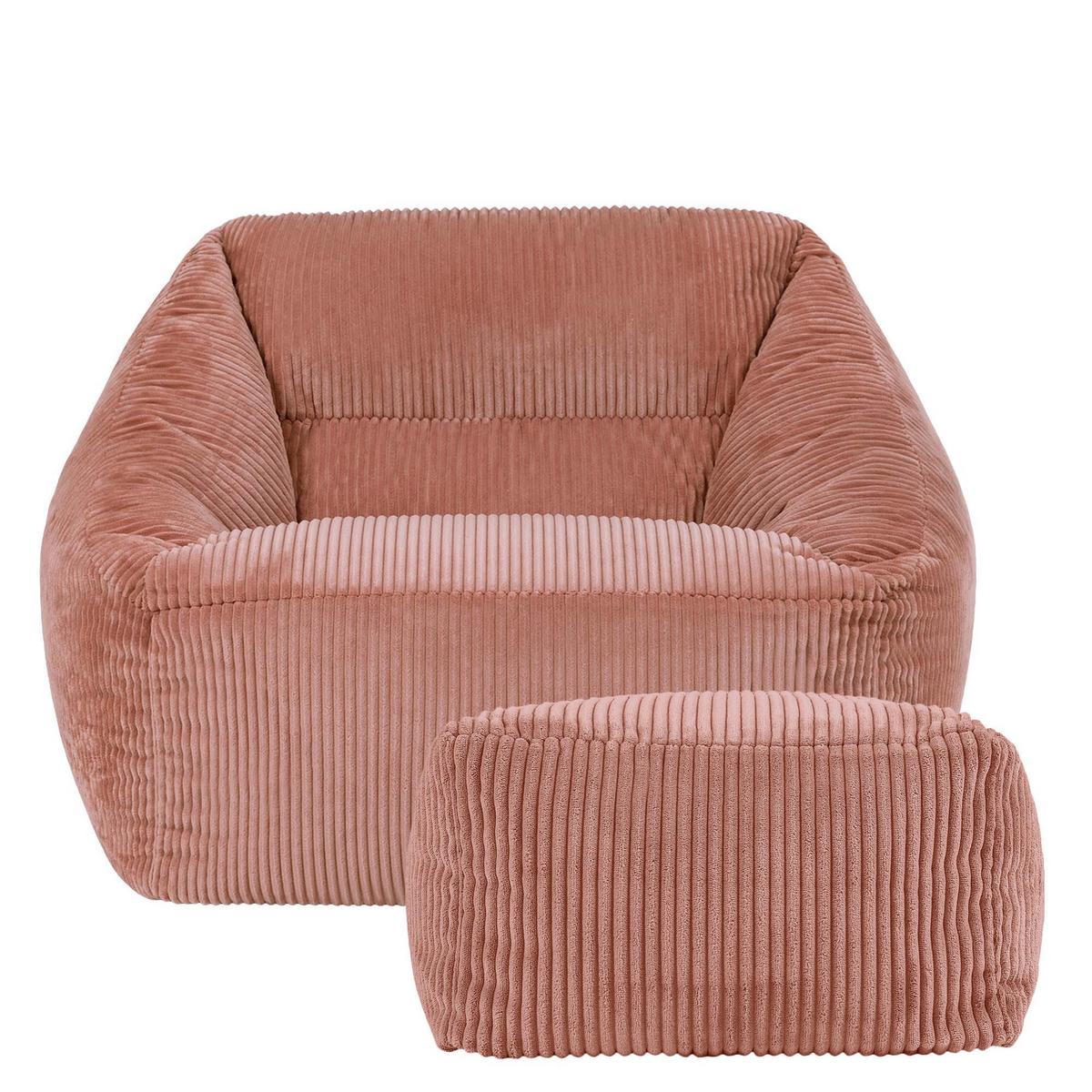 SITZSACK Cord Sessel Natalia mit Hocker - Pink, Textil (97/73/84cm) - icon