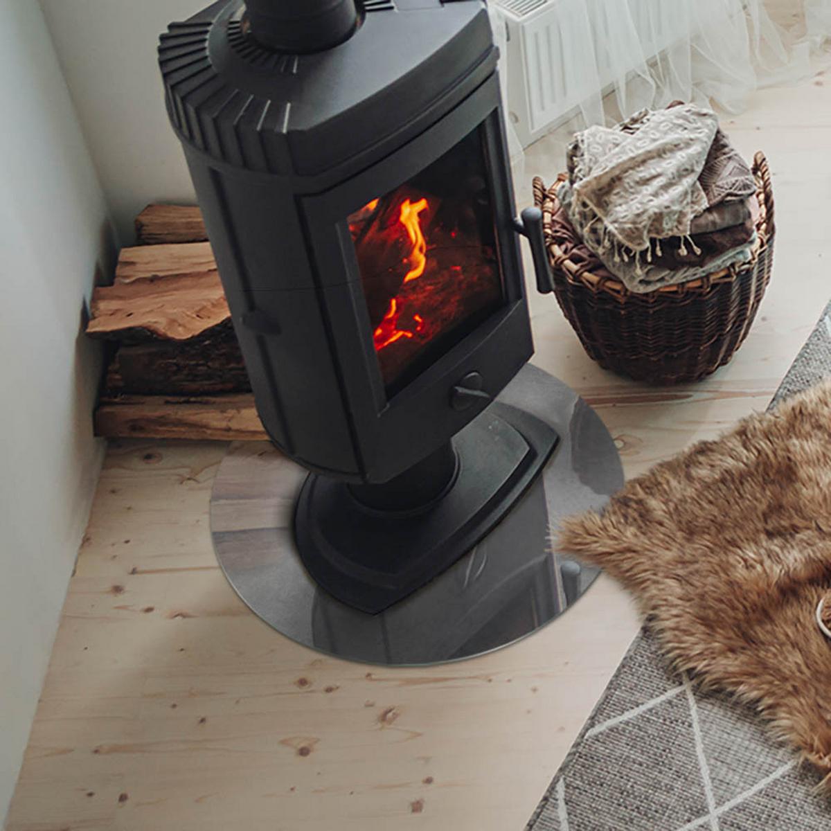 GLASPLATTE für Kamin Ø 50 cm - Grau, Glas (50/50/0.4cm) - TULUP