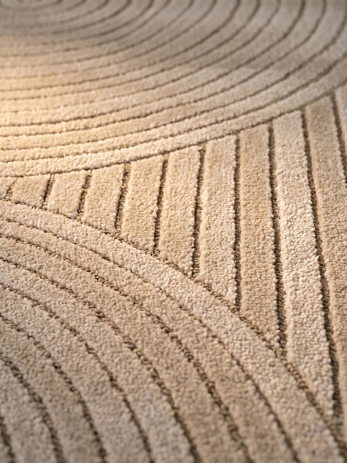 TEPPICH Outdoor ENGADIN in Beige, im Skandi-Stil mit 3D-Design, Ø 120 cm - Beige, Textil (120/120cm) - KADIMA DESIGN