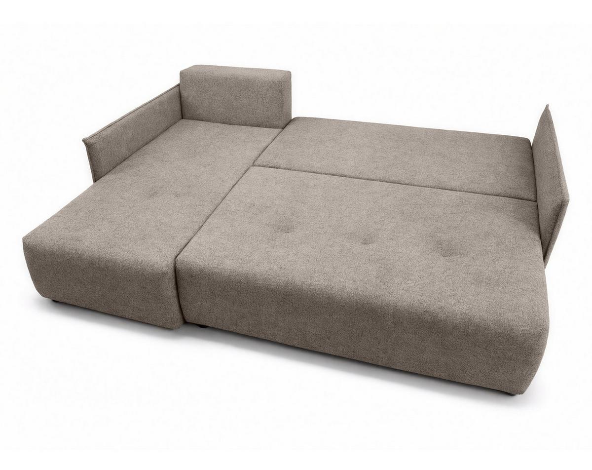 ECKSOFA L Form Damascus Hellbraun 212/143/88 cm Links mit Schlaffunktion - Hellbraun/Schwarz, Kunststoff/Textil (143/212cm) - AX Living