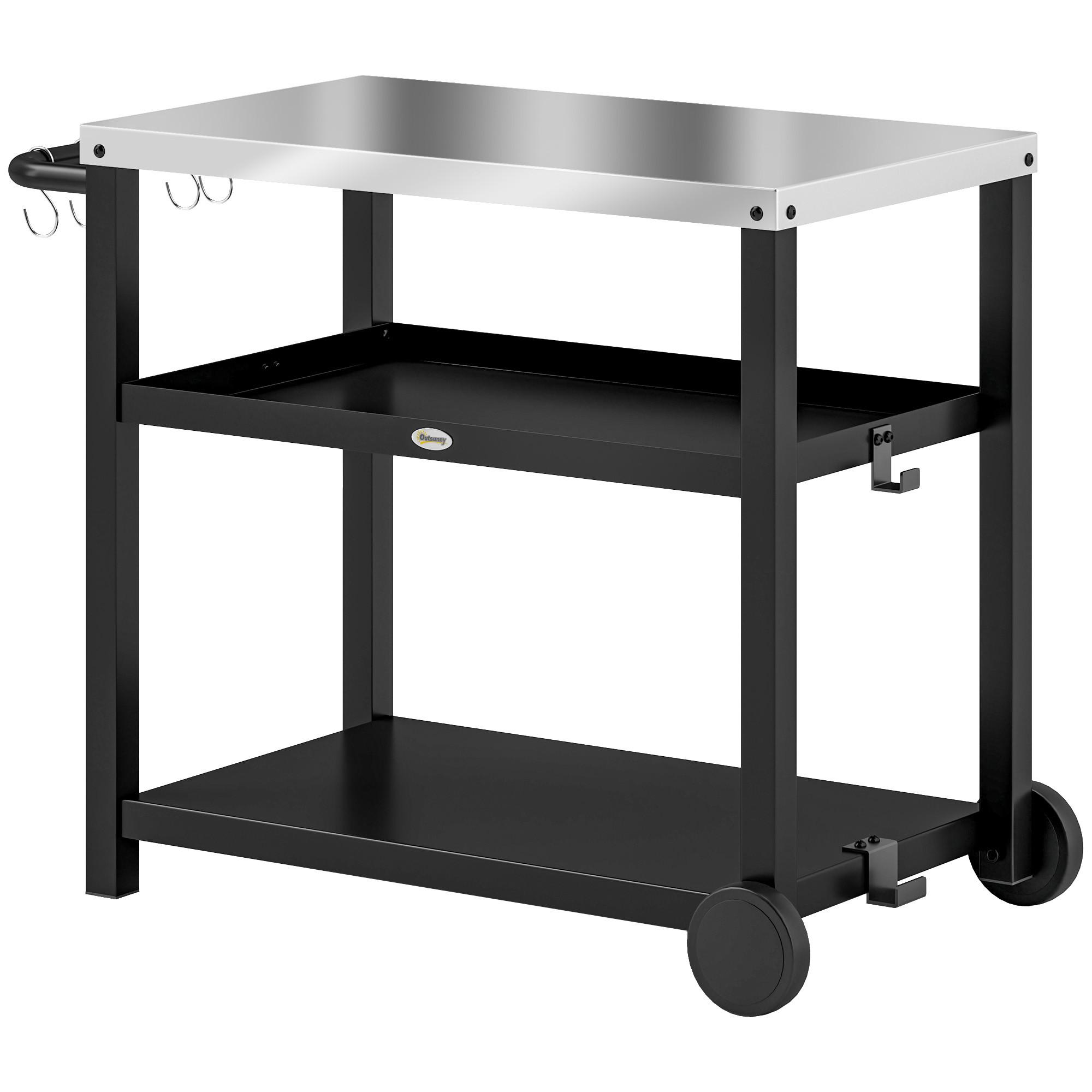 GRILLWAGEN 3-Etagen Kohlegrau - Dunkelgrau, Metall (50/81/102cm) - Outsunny