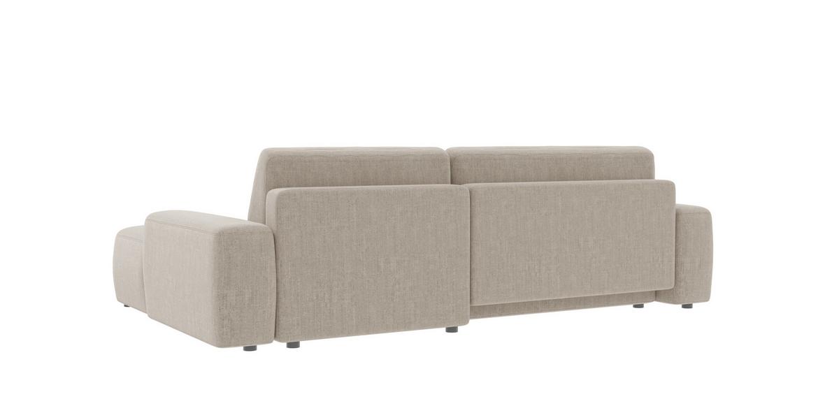 ECKSOFA Lopez Beige Samt-Stoff - Beige/Schwarz, Holz/Kunststoff (264/162cm) - S-Style Möbel