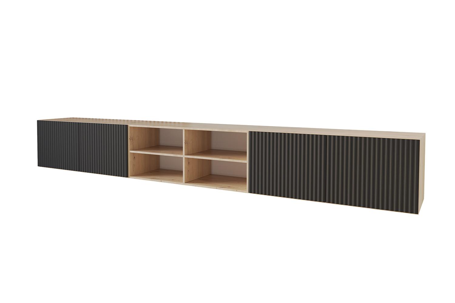 LOWBOARD NOA-2-W 3x100x40x40 cm - Artisan / Schwarz - Schwarz, Holzwerkstoff (300/40/40cm) - ALTDECOR