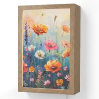 WANDLEUCHTE Blumen - Natur - Aquarell - Kunst 20x30 cm - Multicolor, Holzwerkstoff (20/30/8cm) - OnlyWow