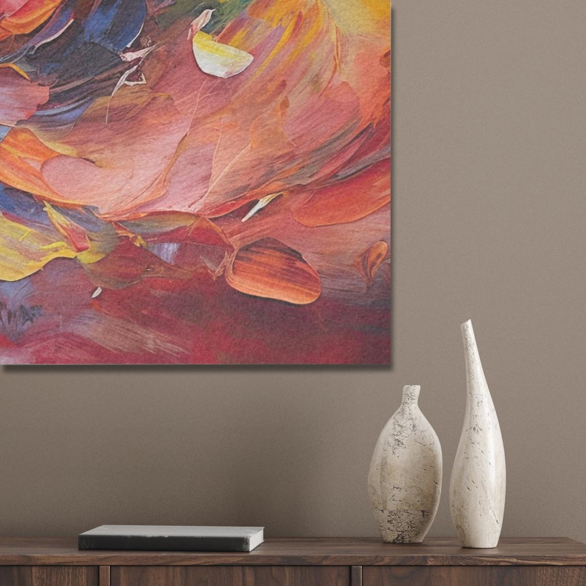 AKUSTIKBILD Ölgemälde - Kunst - Abstrakt - Farbenfroh Wandbilder 60x80 cm - Altrosa, Textil (60/80/0.9cm) - MuchoWow