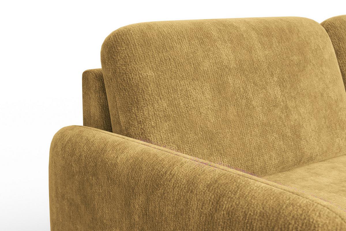 SOFA FEBE 3-Sitzer, safranfarbener Chenille-Stoff - Gelb/Schwarz, Holz/Textil (190/82/96cm) - Wozimo