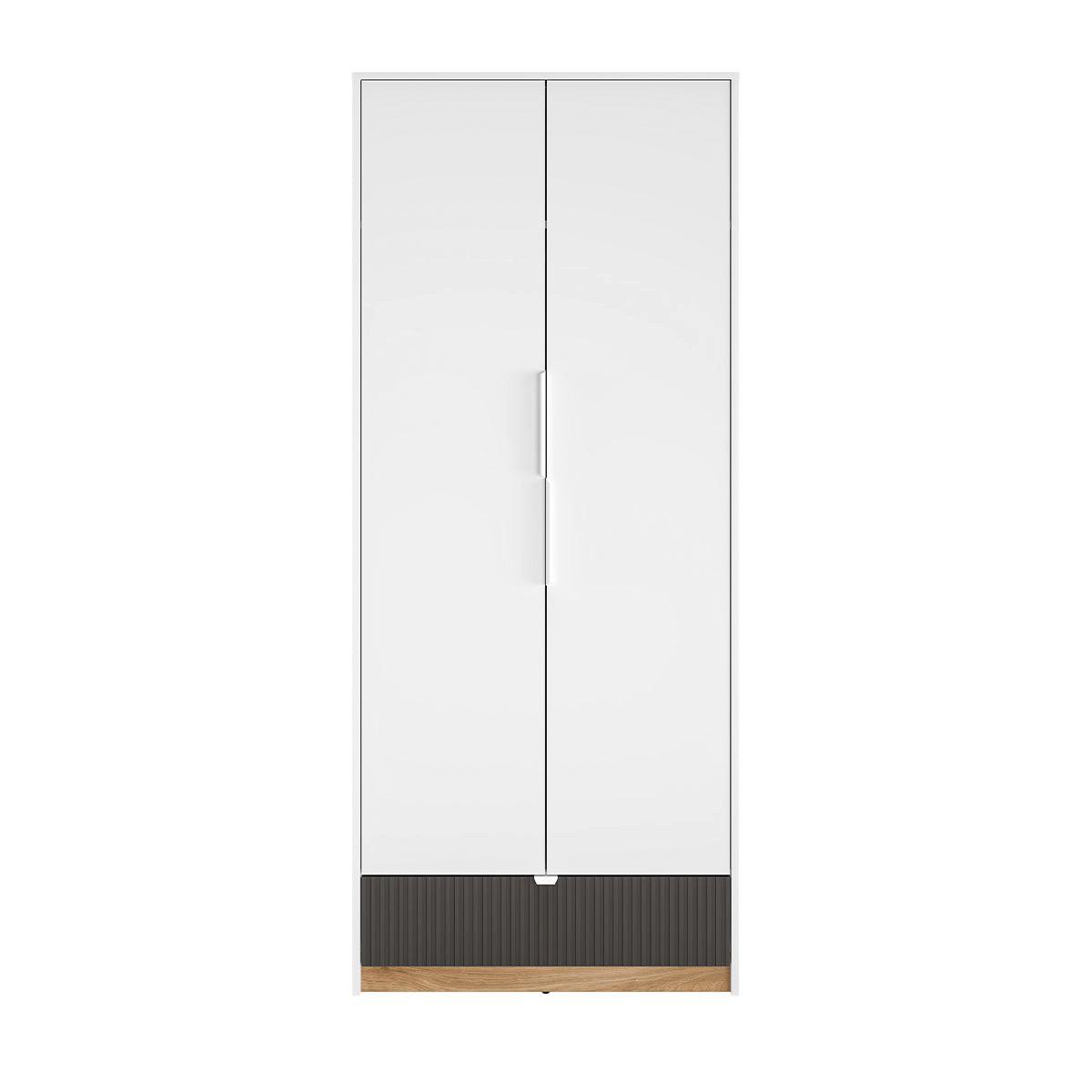 KLEIDERSCHRANK 2 Türen Ronan Weiß - Weiß, Holzwerkstoff (82/196/53cm) - Petits-meubles