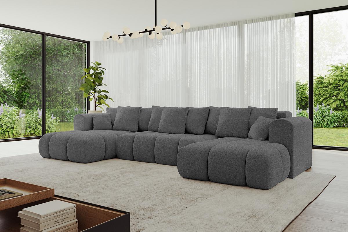 WOHNLANDSCHAFT CLOUD-U-v1 405x185x90 Grau Bouclé - Grau, Holzwerkstoff/Kunststoff (405/90/185cm) - ALTDECOR