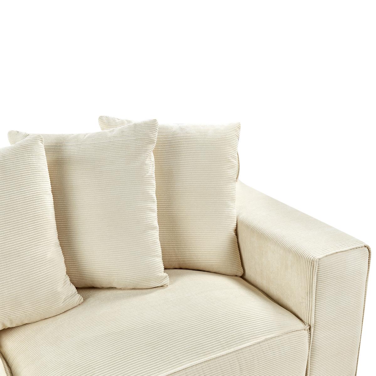 3-SITZER-SOFA Cord Hellbeige Viskan - Beige, Textil (200/62/74cm) - Beliani