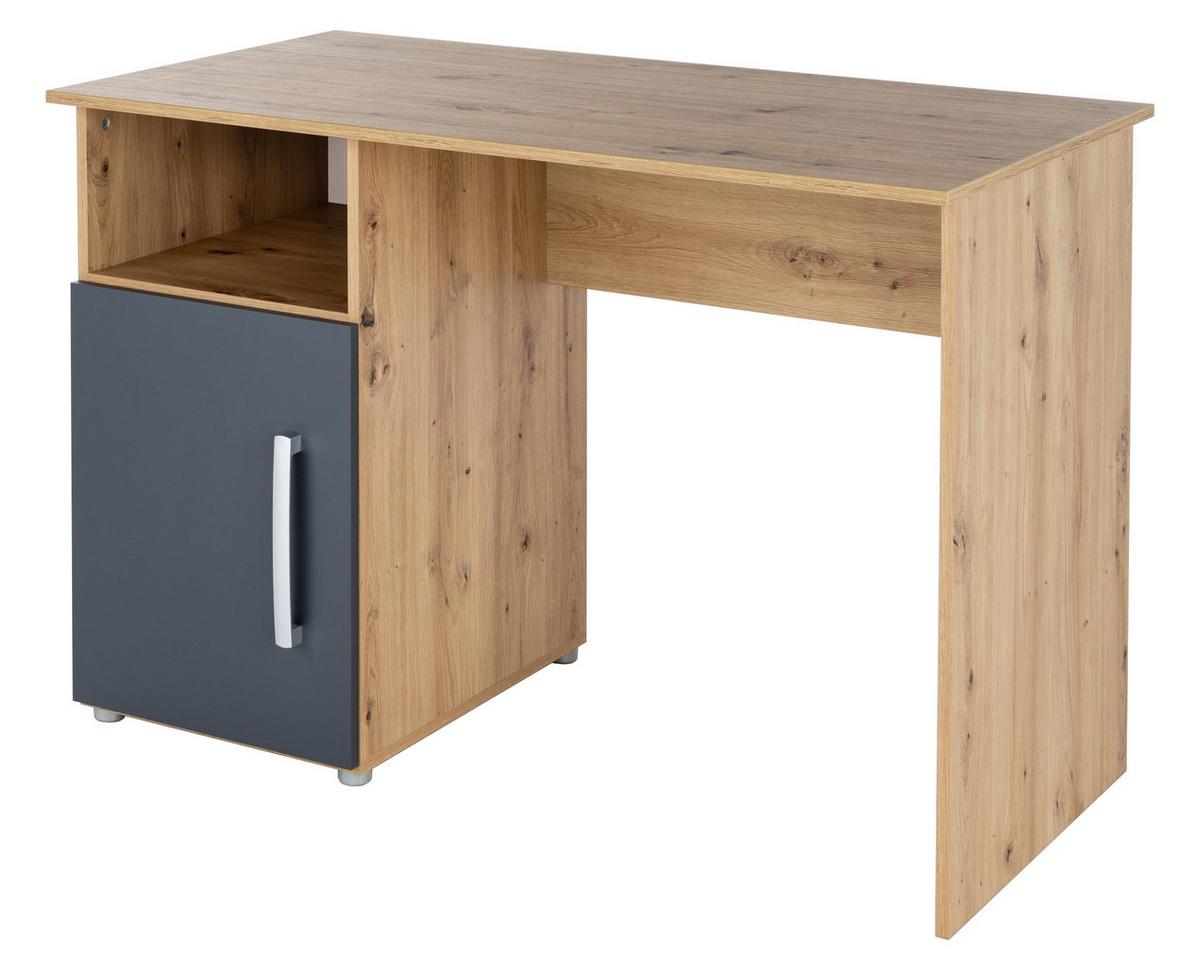 JUGENDZIMMER MEGA-Set Alessio 6-tlg. - Anthrazit/Silberfarben, Holzwerkstoff/Kunststoff (120/1/200cm) - arthur berndt