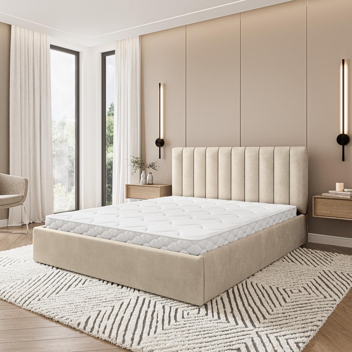 POLSTERBETT DEMERA MGV 180x200 cm mit Bettkästen - Beige - Beige, Holz (180/200cm) - MASSENO