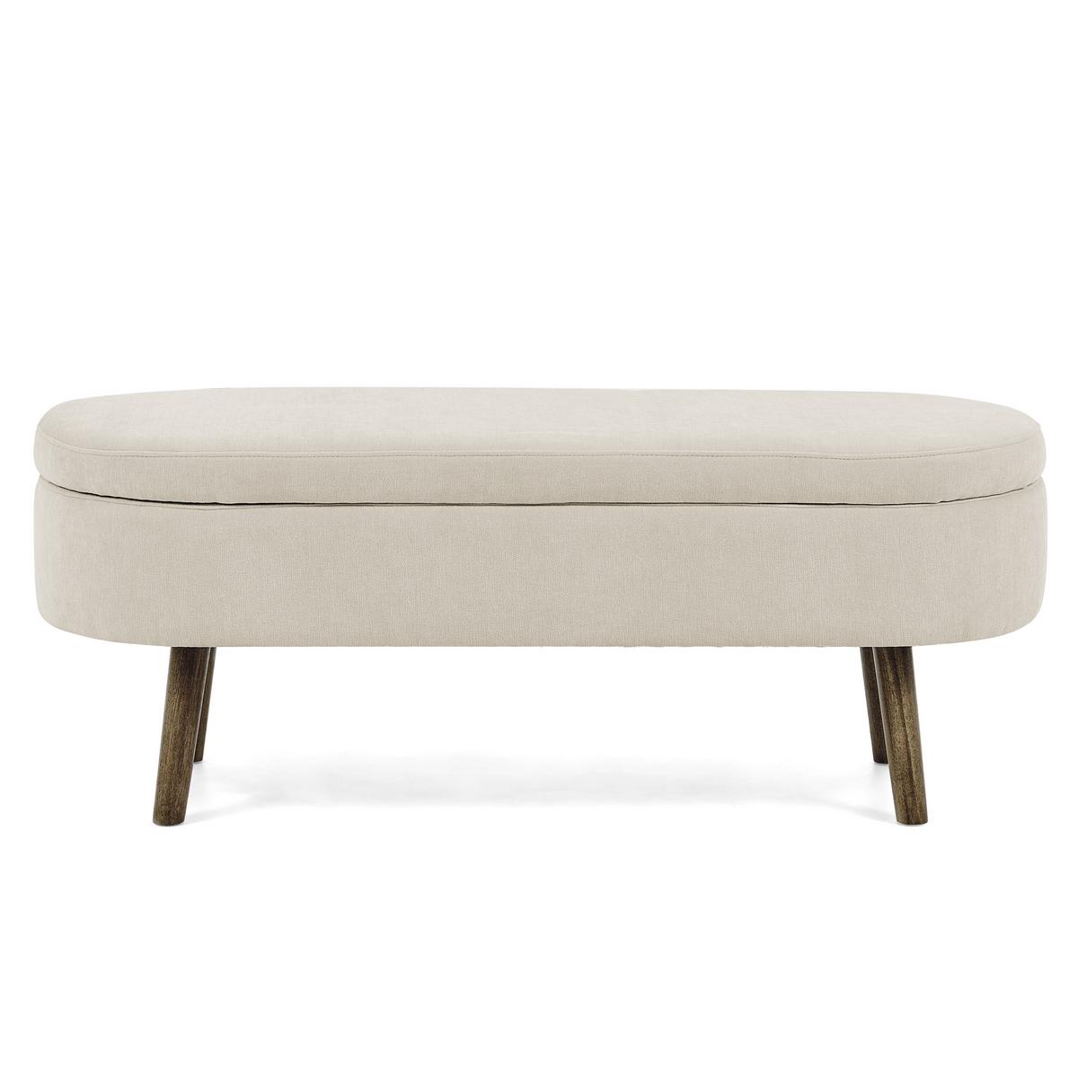 AUFBEWAHRUNGSTRUHE velvet & gold 110 cm - Beige, Textil (110/42/40cm) - Urban Meuble