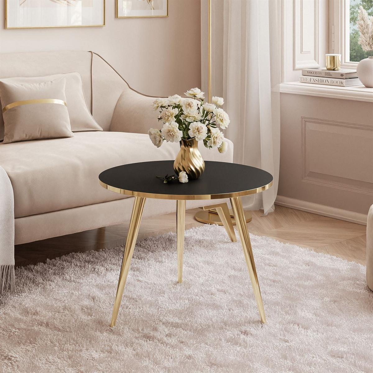 COUCHTISCH SOLEIL GOLD Schwarz Matt, 50cm - Schwarz, Holzwerkstoff (50/50/47cm) - Lookway