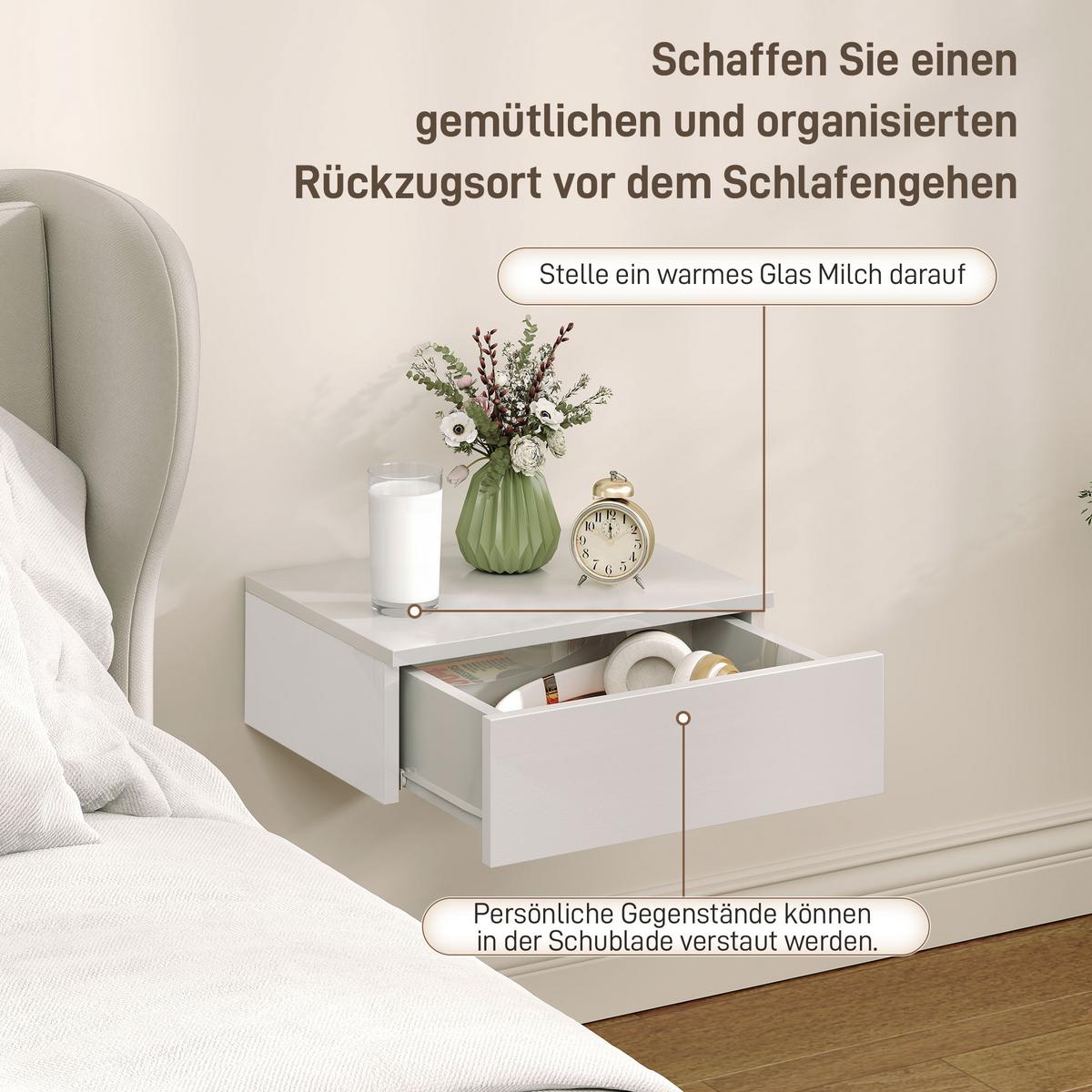 NACHTTISCH 2er Set Spanplatte Weiß - Weiß, Holzwerkstoff (30/14/40cm) - HOMCOM