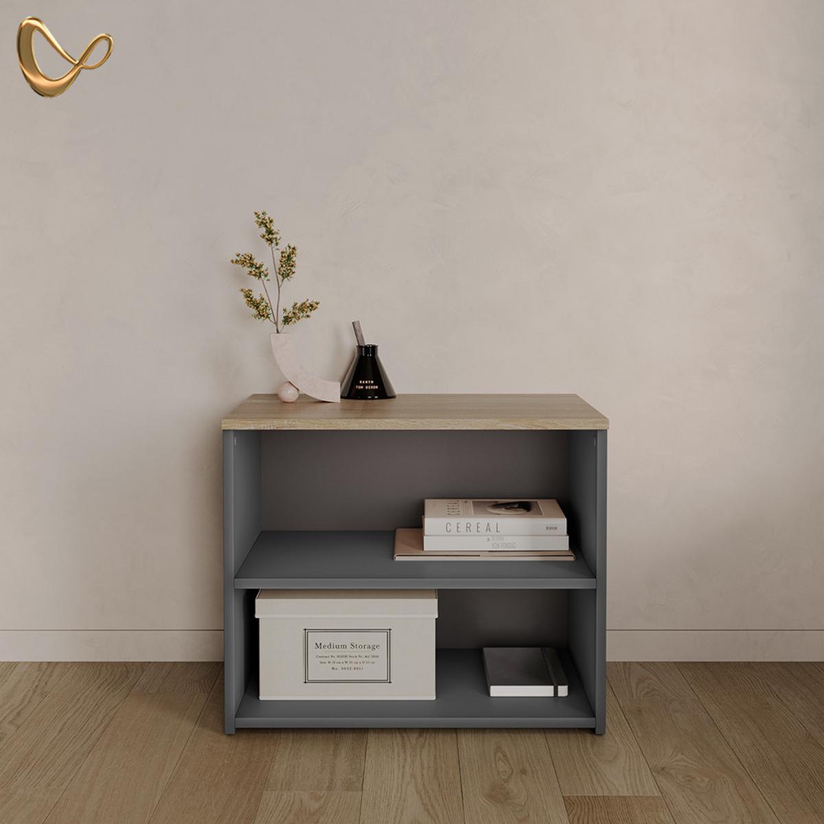 LOWBOARD Piave Anthrazit/Sonoma 60 x 50 cm mit 2 Fächern - Anthrazit/Sonoma Eiche, Holzwerkstoff (60/50/40cm) - Livinity®