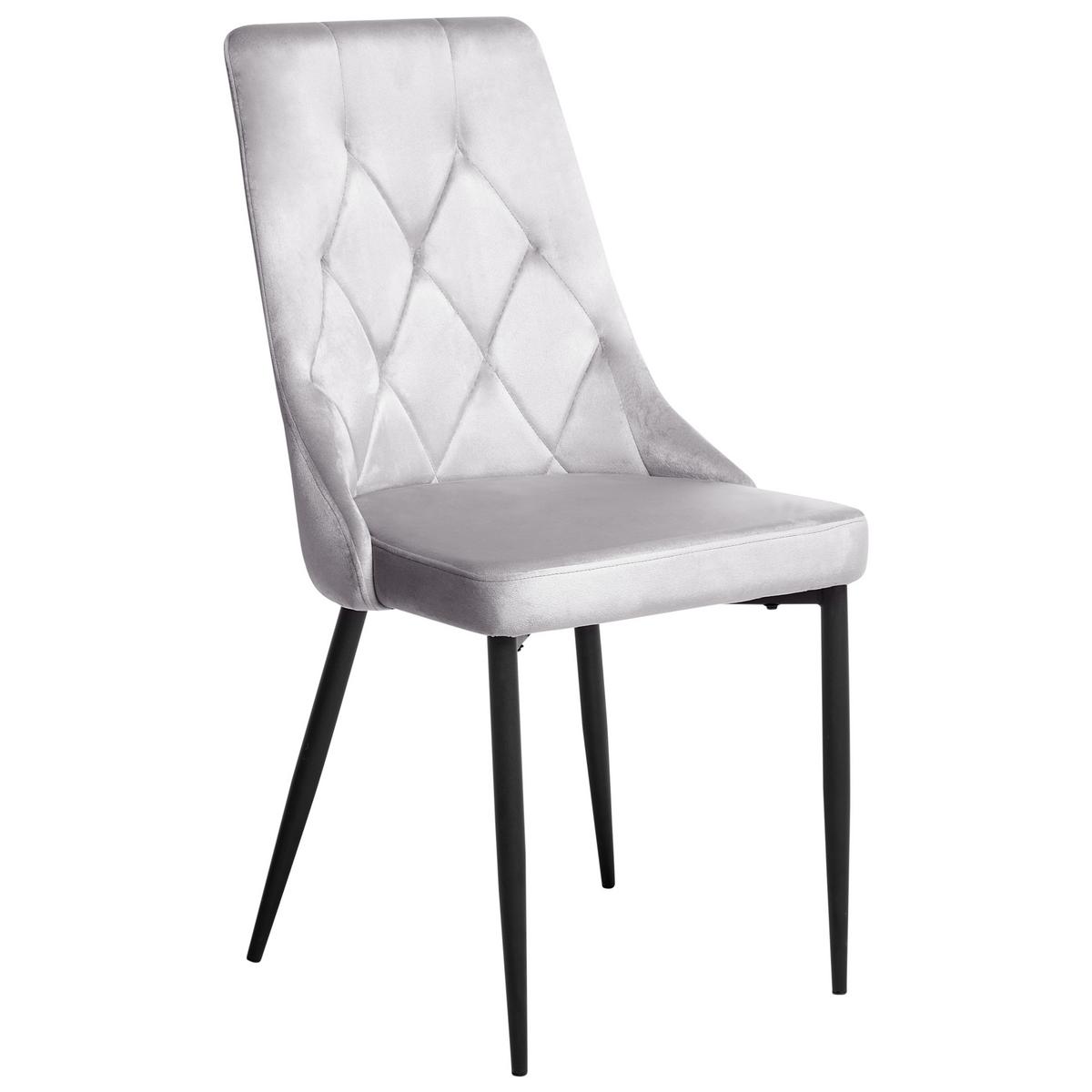 ESSZIMMERSTUHL 2er-Set Samtstoff Hellgrau Avenir - Hellgrau, Textil (49/96/61cm) - Beliani