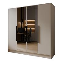 DREHTÜRENSCHRANK RENVO 200/200/51 cm Modern Kleiderschrank 4-türig mit Spiegel Kaschmir - Kaschmir, Holzwerkstoff (200/200/51cm) - MASSENO