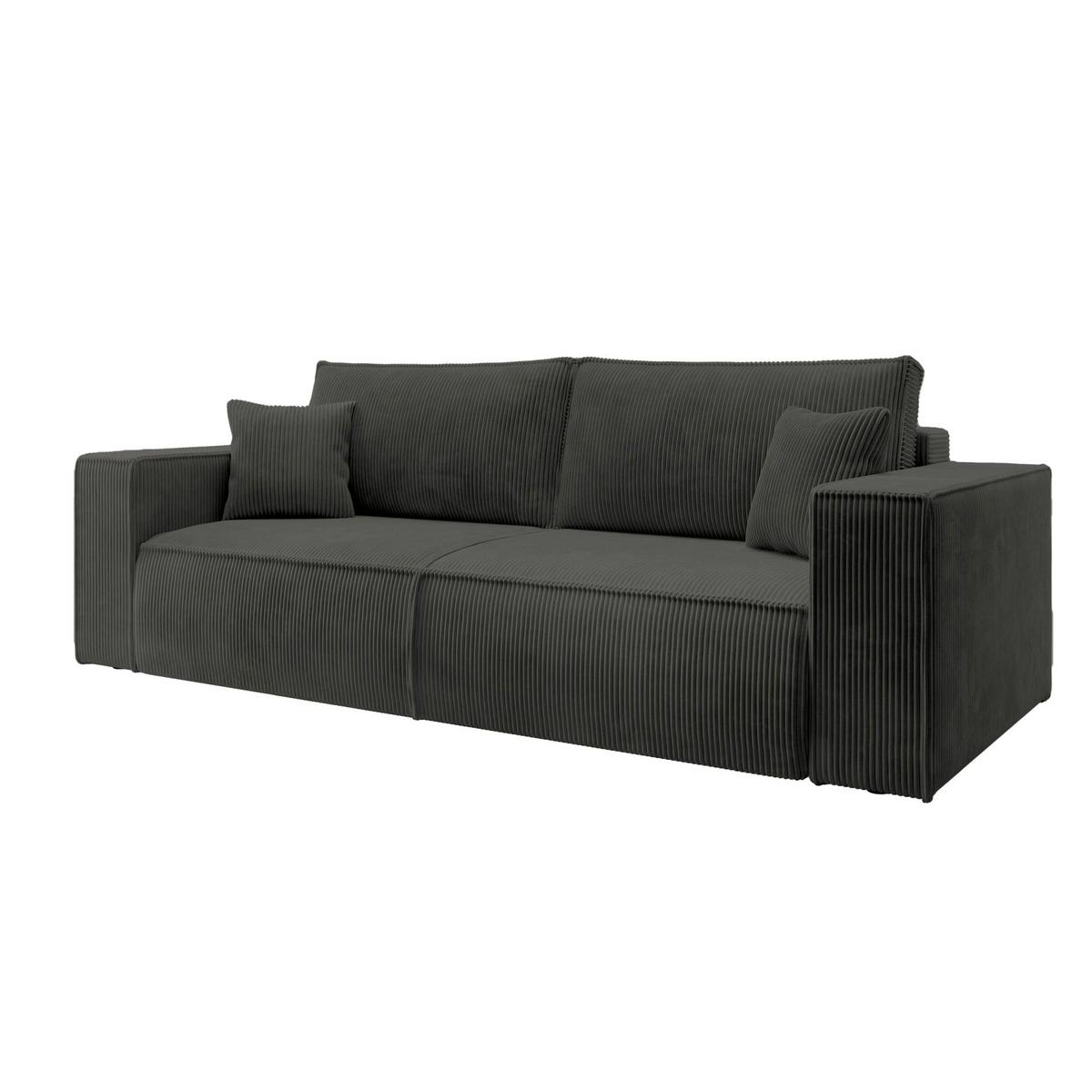 SOFA FARESE Dunkelgrau mit Cordbezug - Dunkelgrau, Textil/Metall (257/85/102cm) - Selsey