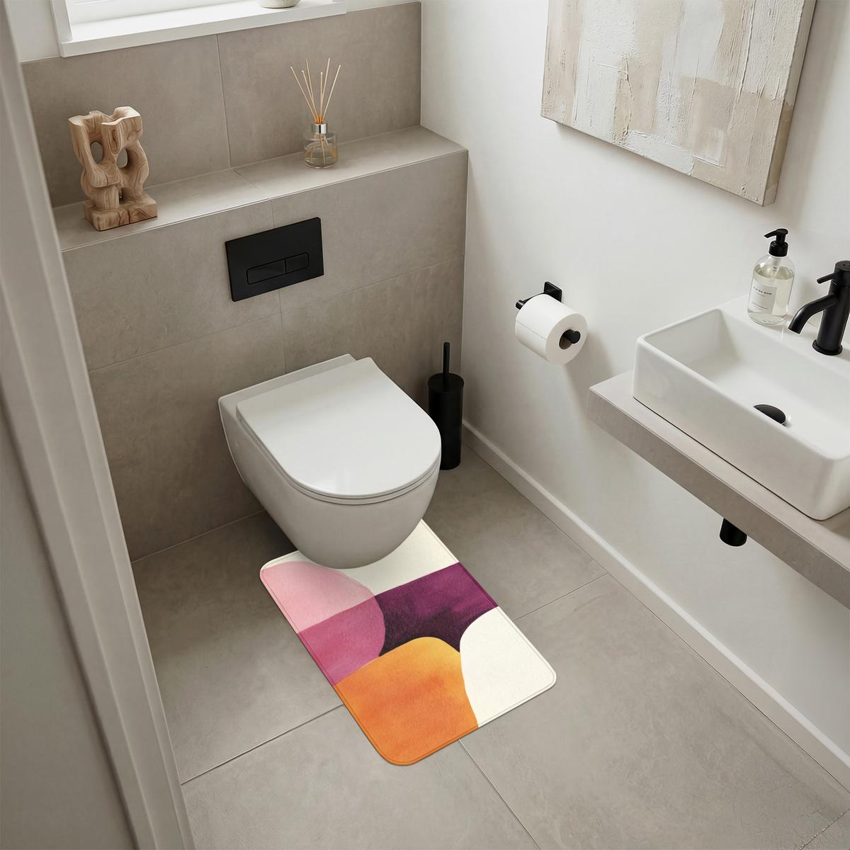 WC-VORLEGER Formen - Abstrakt - Farbenfroh WC Teppich 40x60 cm - Terracotta, Textil (40/1cm) - OnlyWow