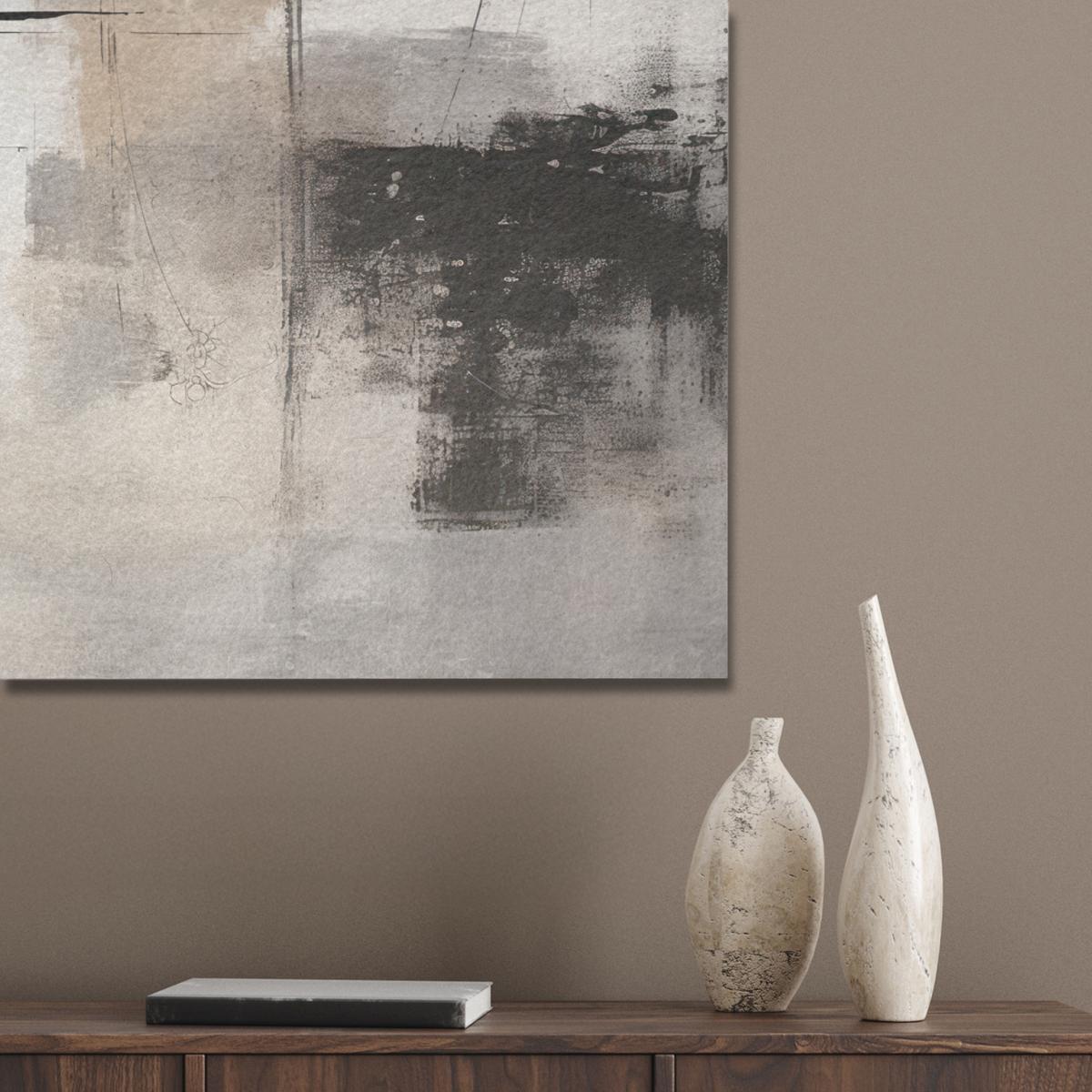 AKUSTIKBILD Abstrakt - Kunst - Grau Gemälde 80x60 cm - Hellgrau, Kunststoff (80/60/0.9cm) - MuchoWow