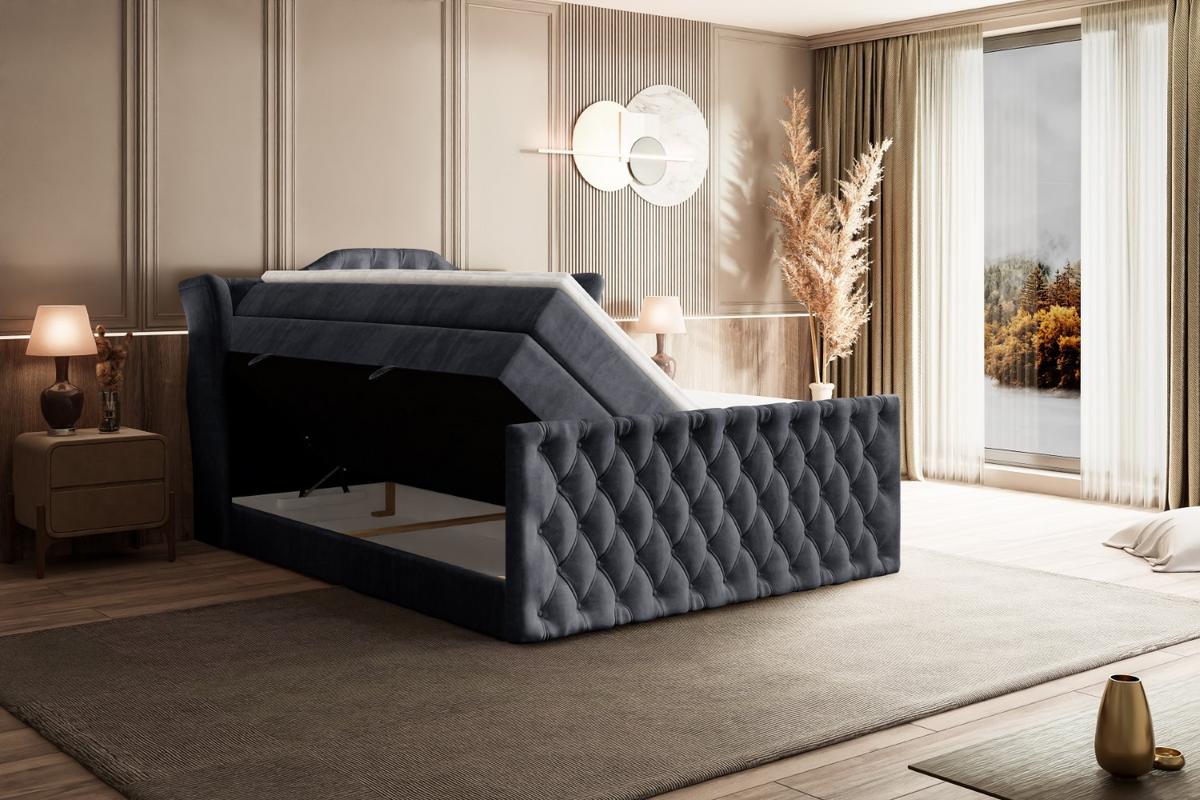BOXSPRINGBETT VILA-Z KING - 140x200 - H3/H4 - Dunkelgrau - Dunkelgrau, Holzwerkstoff (140/200cm) - ALTDECOR