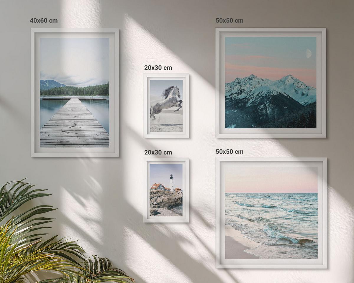 BILDER SET 5er Set - 50x50 cm & 20x30 cm & 40x60 cm Weißer Rahmen - Landschaften europäischer Städte - Weiß, Kunststoff (40/60cm) - TULUP