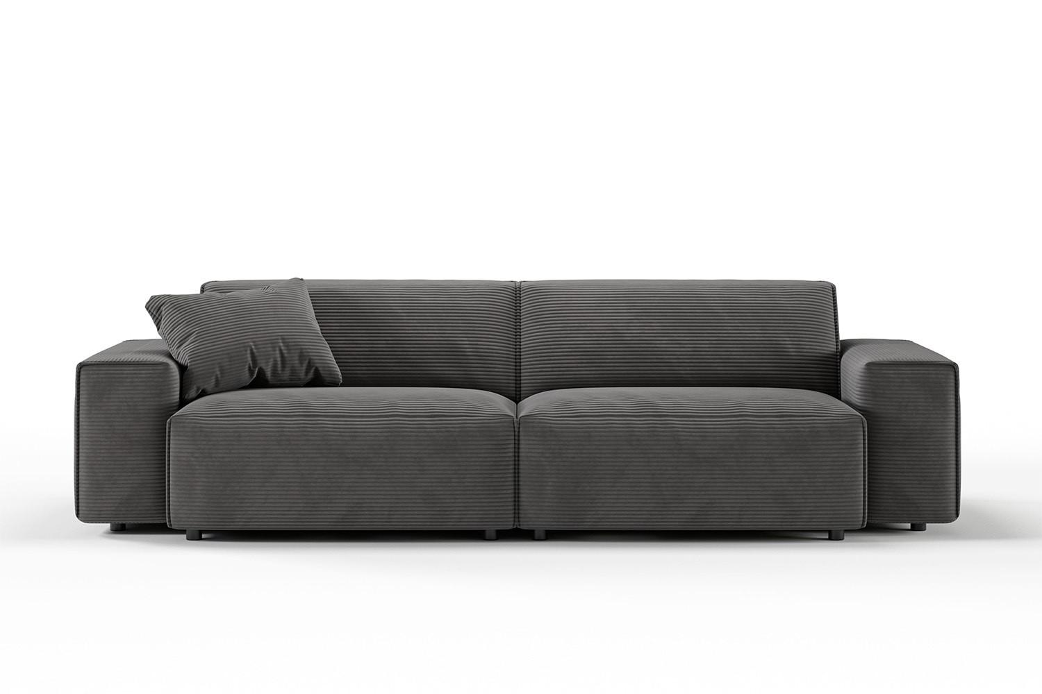 SOFA RANI Grau Cord - Dunkelgrau/Schwarz, Kunststoff/Textil (256/71/101cm) - KAWOLA