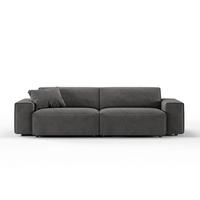 SOFA RANI Grau Cord - Dunkelgrau/Schwarz, Kunststoff/Textil (256/71/101cm) - KAWOLA