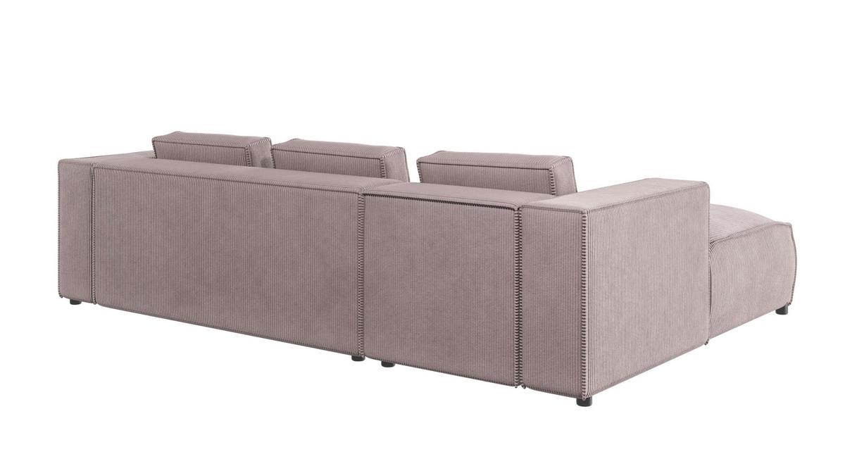 ECKSOFA Nova Puderrosa Cord - Pink/Schwarz, Holz/Kunststoff (262/176cm) - S-Style Möbel