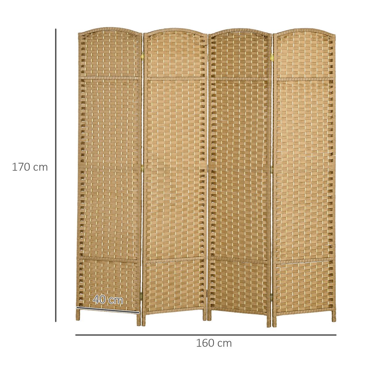 PARAVENT 4-teilig 160 x 170 cm Raumteiler Trennwand aus Kiefernholz Natur - Naturfarben, Holz (1.6/170/160cm) - HOMCOM