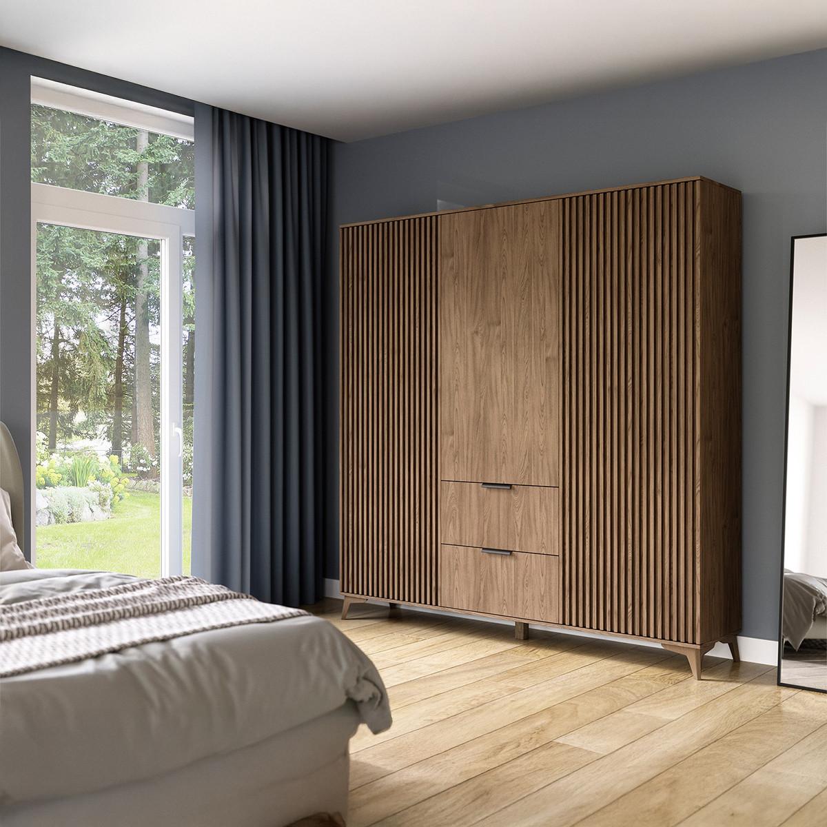 SCHRANK 3 Türen Esteban Holz - Braun, Holzwerkstoff (100/192/60cm) - Petits-meubles