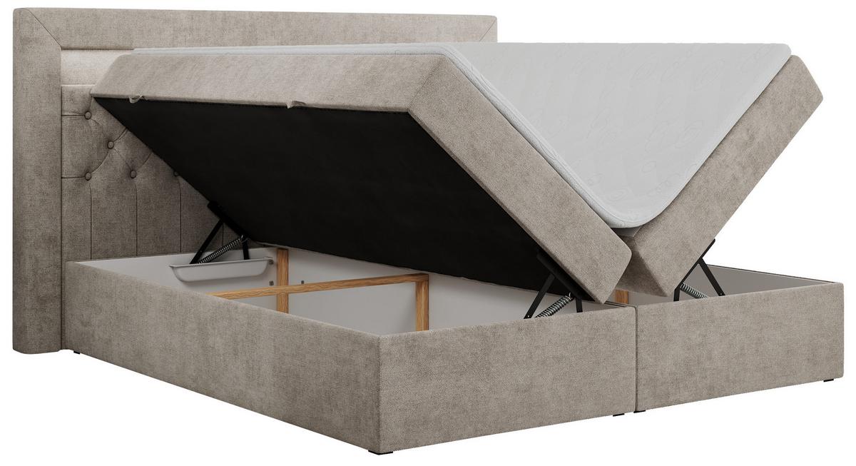 BOXBETT GOLD-6 LED 200/200 Beige Struktur - H3 - Beige, Holz/Textil (200/200cm) - MKS