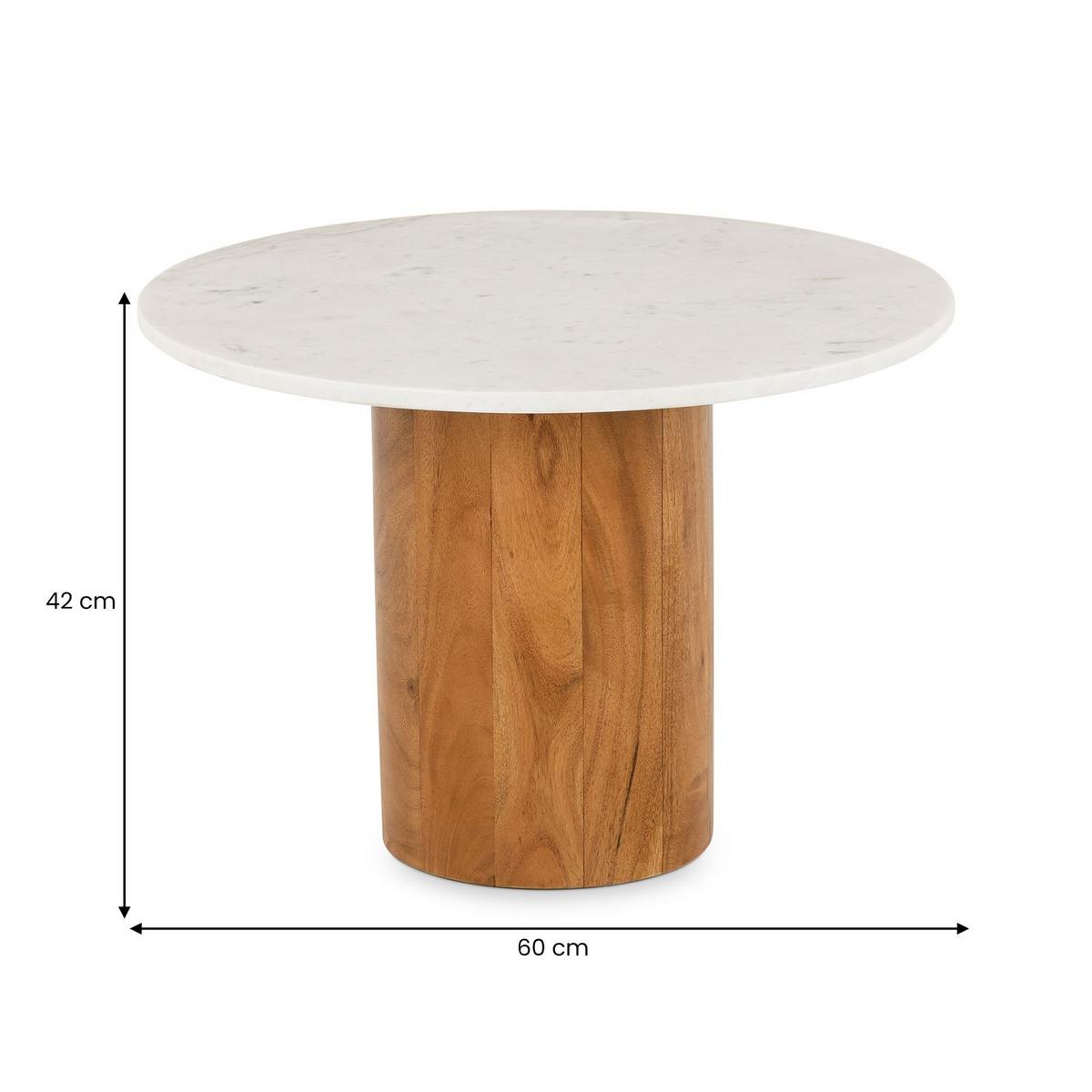 COUCHTISCH YAMUNA weiß/natur - Weiß/Naturfarben, Holz/Naturmaterialen (60/60/42cm) - IDIMEX