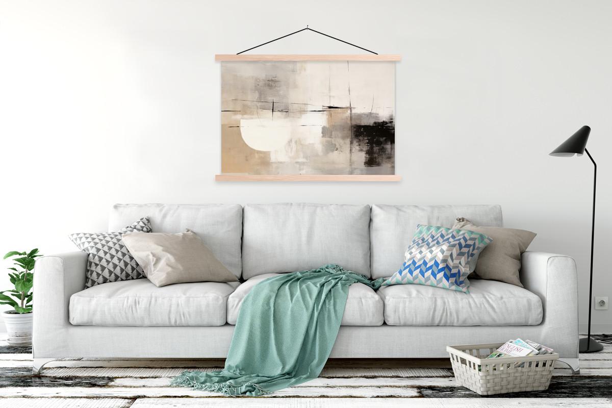 POSTER MIT MAGNETLEISTEN Abstrakt - Kunst - Grau Magnetleiste 120x80 cm - Hellgrau, Textil (120/80/0.15cm) - MuchoWow