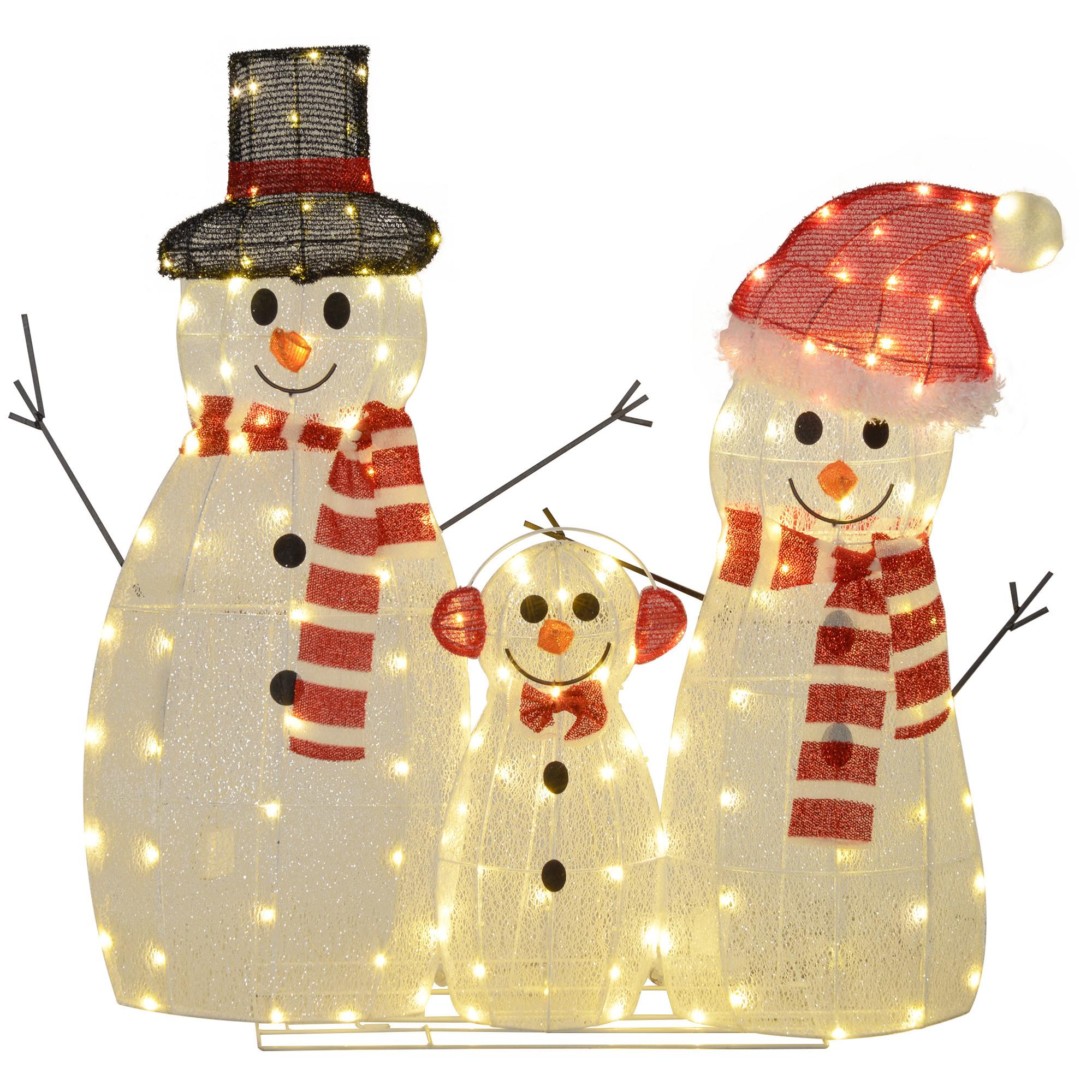 148ER LED Schneemann, Weihnachtsdeko in warmweiß, Weihnachtsbeleuchtung - Weiß, Kunststoff/Metall (34/93/67cm) - Outsunny