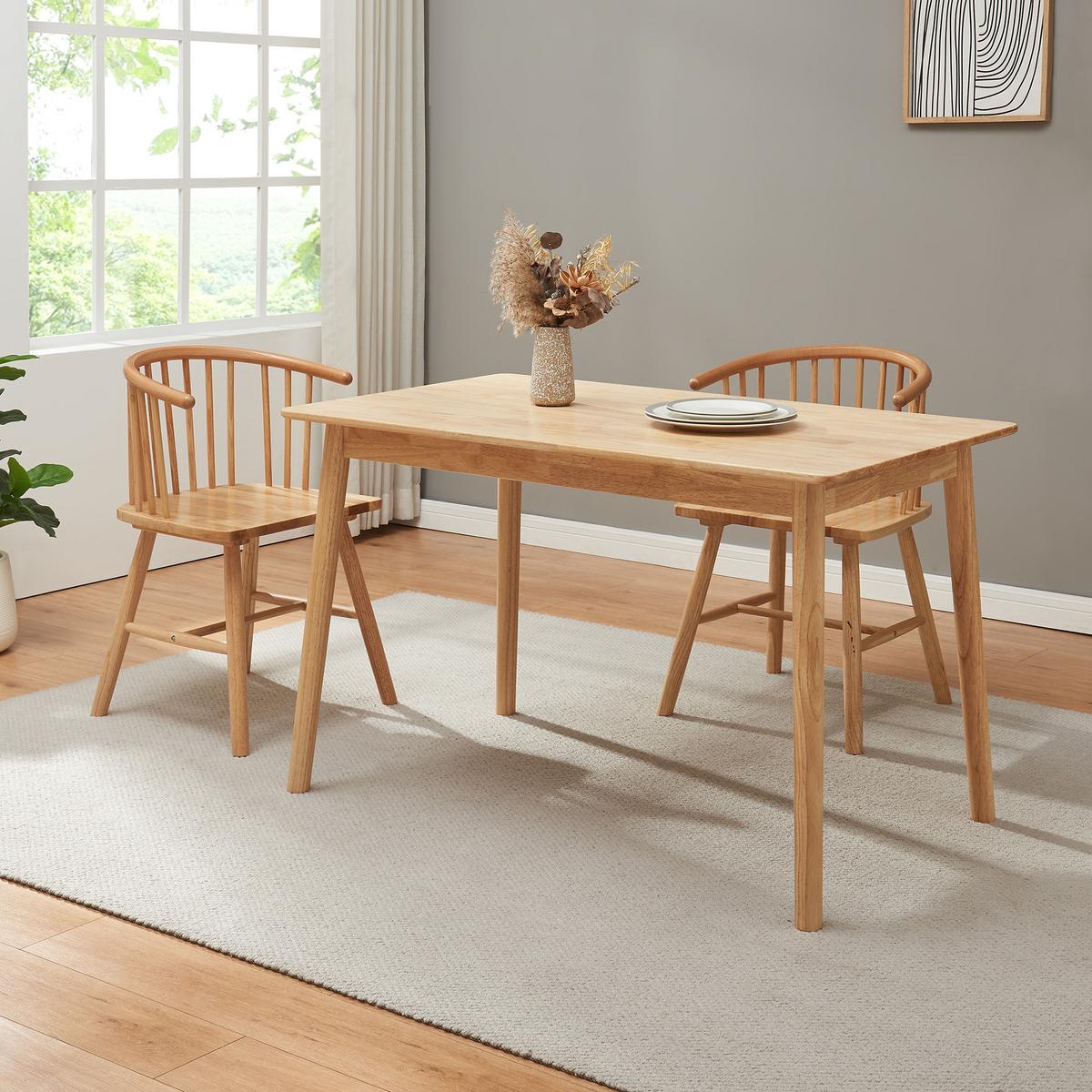 ESSTISCH Klijori - Naturfarben, Holz (70/140/73.5cm) - [en.casa]