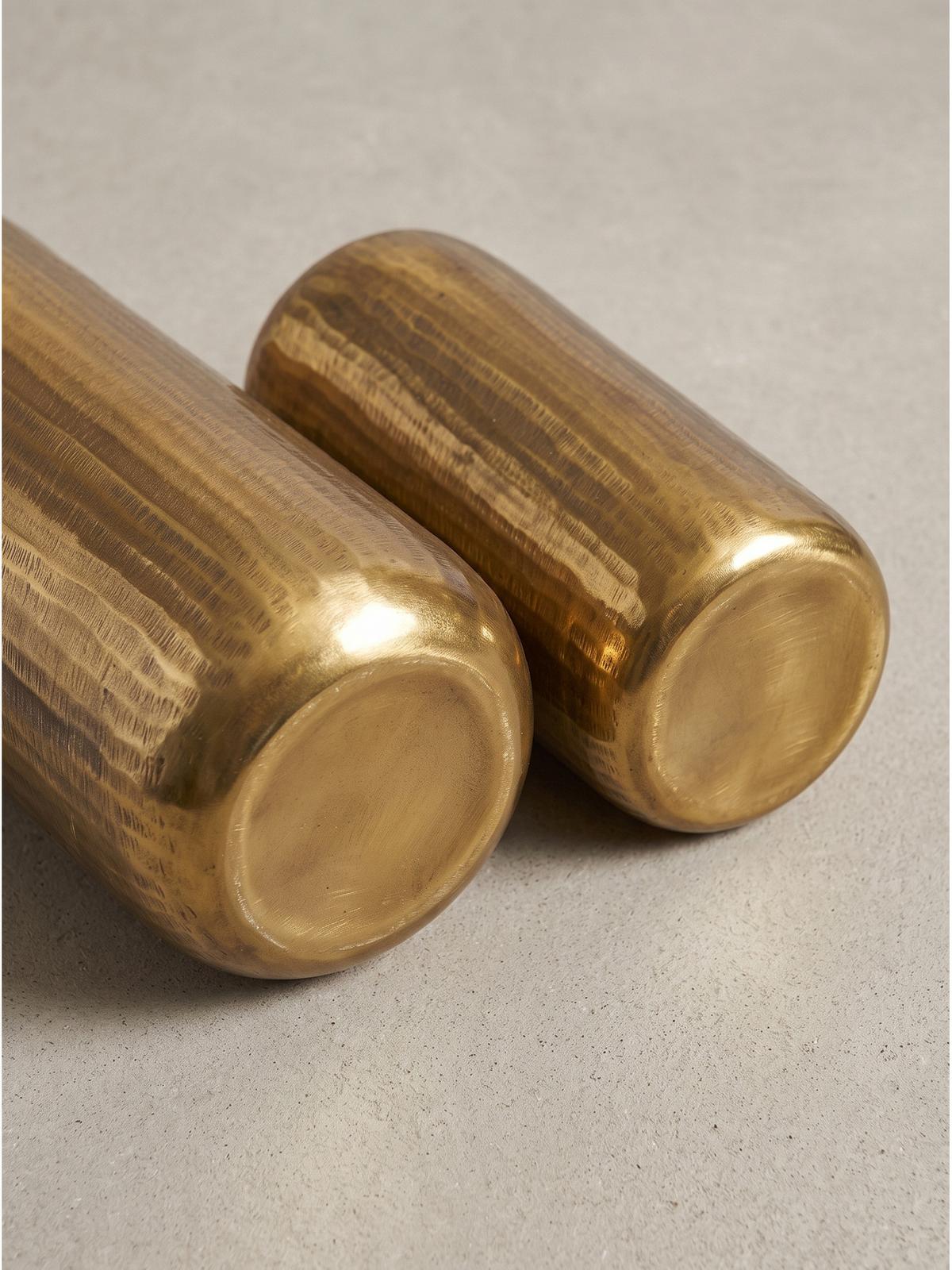 VASEN 2er-Set AMALFI, Aluminium, handgefertigt, Gold, Ø 16 x 40,5 cm - Goldfarben, Metall (40.5cm) - KADIMA DESIGN