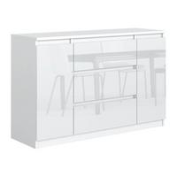 KOMMODE NUDO 120/78,5/39cm mit 3 Schubladen 2 Türen Weiß - Weiß Hochglanz/Weiß, Holzwerkstoff (120/78.5/39cm) - MASSENO