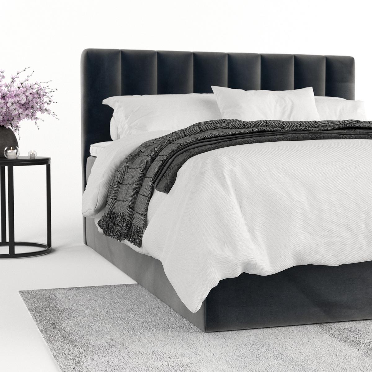 BOXBETT Lusso 140/200 cm Anthrazit im Paros Stoff - Anthrazit/Schwarz, Holz/Holzwerkstoff (140/200cm) - AltaBeds