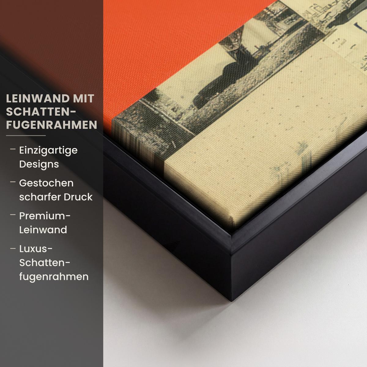LEINWAND Bilder mit Rahmen - Retro - Junge - Hund - Rot - Grün - 60x40 - Orange, Textil (60/40cm) - MuchoWow