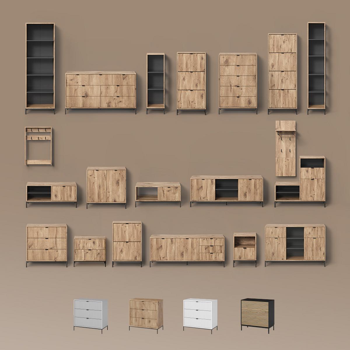 NACHTTISCH Aterno Viking Oak 2er Set - Eichefarben, Holzwerkstoff (40/55/38.1cm) - Livinity®