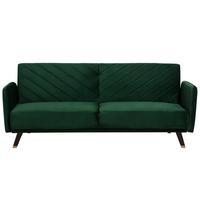 3-SITZER-SCHLAFSOFA Samtstoff Grün Senja - Hellgrün, Textil (200/87/95cm) - Beliani