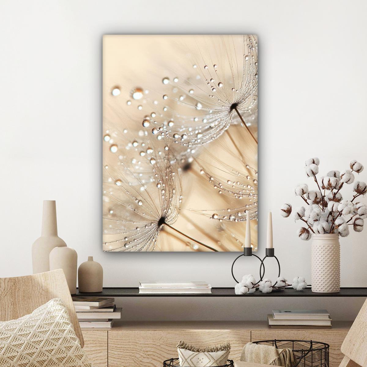 LEINWANDBILD Löwenzahn - Abstrakt - Natur - Beige Wandbild Wohnzimmer 60x80 cm - Braun, Textil (60/80cm) - MuchoWow