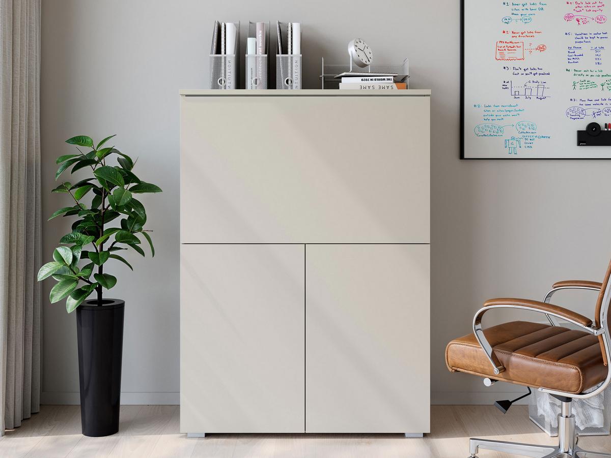 KOMMODE / SCHREIBTISCH Vera 90 mit LED Beleuchtung - Kaschmir/Alufarben, Holzwerkstoff/Kunststoff (90/126/42cm) - MIRJAN24