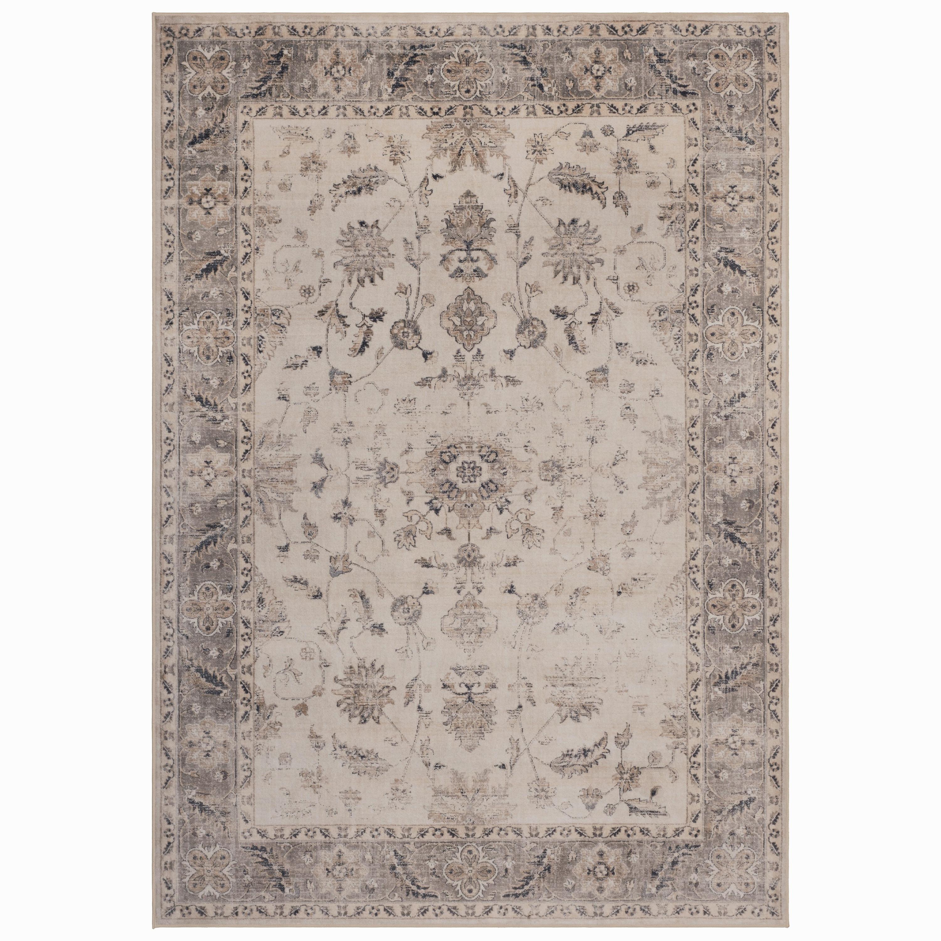 TEPPICH Kurzflor, waschbar, mit floralen Ornamenten, aus Polyester, VERNANTE in Beige-Grau, 120 x 170 cm - Beige, Textil (120/170cm) - KADIMA DESIGN