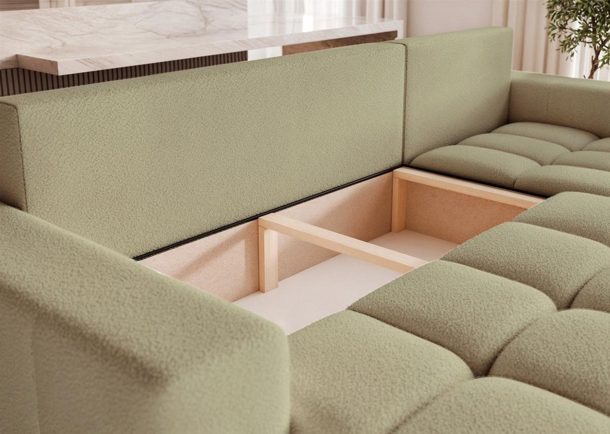ECKSOFA Anabel Mit Schlaffunktion - Grün, Holzwerkstoff/Textil (145/248cm) - Fun Möbel