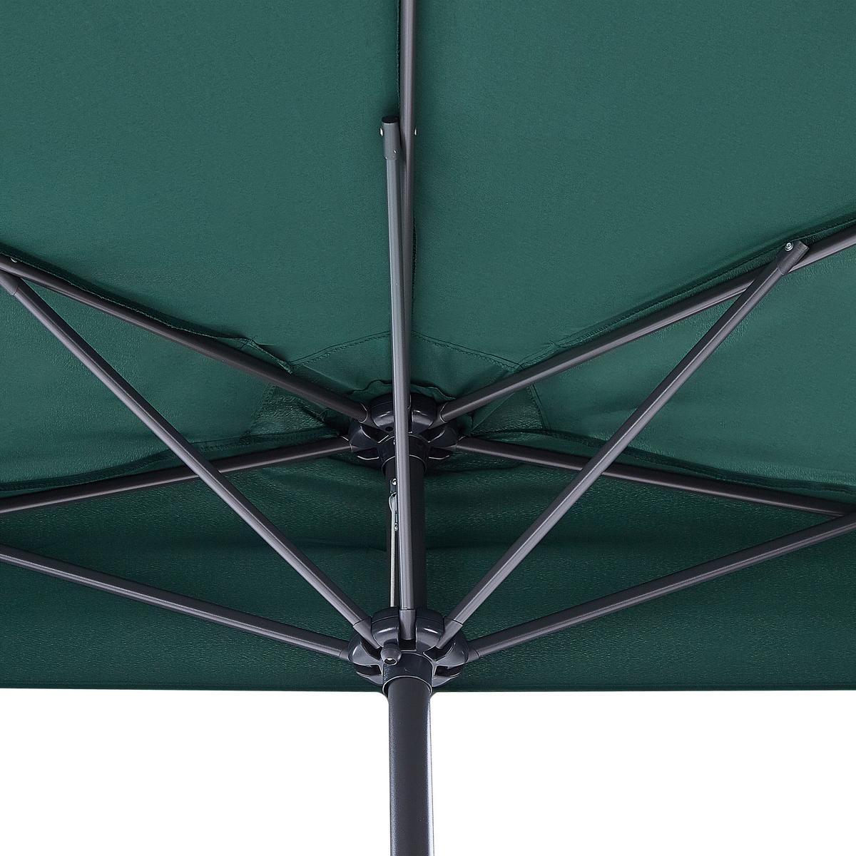 SONNENSCHIRM halbrund 270/100/235 cm grün Galati - Schwarz/Grün, Textil (270/100cm) - Beliani